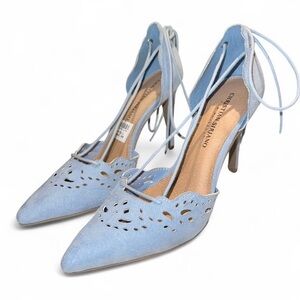 Christian Siriano Powder Blue Lace-Up Pointed Toe Heels